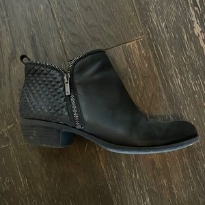 Black leather booties. Lucky Brand